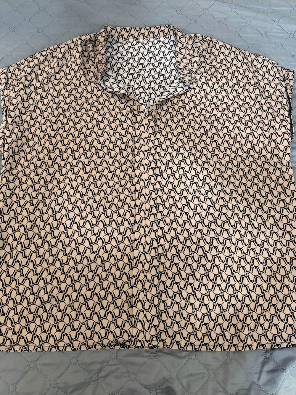 SHEIN Beige and Black Patterned Women's Blouse